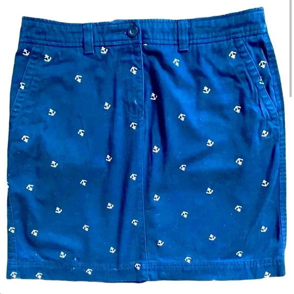 Super Cute LLBean Blue Cotton Straight Skirt With Pink Anchors Size 12P - Picture 8 of 8